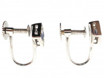 Art Deco Diamond & Sapphire Diamond Shaped Earrings