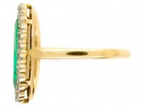 Edwardian 18ct Gold Oval Emerald & Diamond Ring