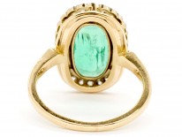 Edwardian 18ct Gold Oval Emerald & Diamond Ring