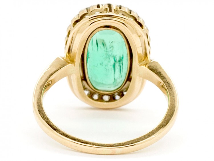 Edwardian 18ct Gold Oval Emerald & Diamond Ring