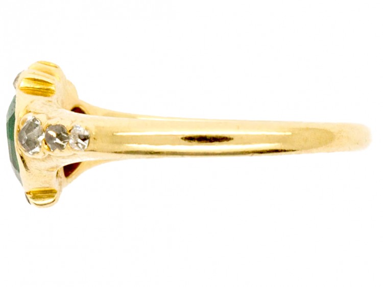 Georgian Emerald, Ruby & Diamond Double Crowned Heart Ring