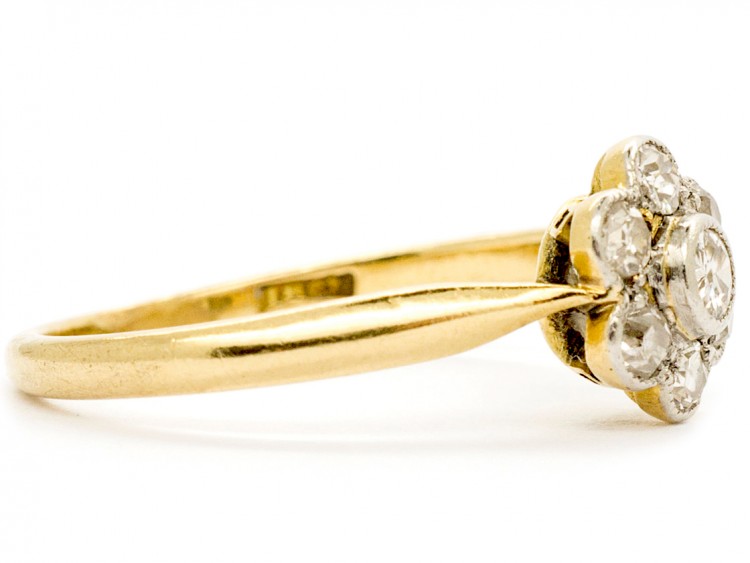 Edwardian 18ct Gold & Diamond Daisy Ring