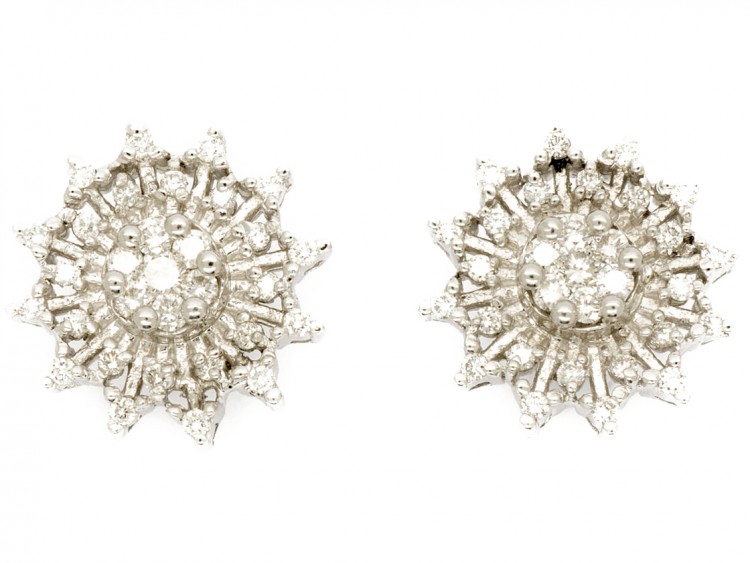 18ct White Gold & Diamond Snowflake Earrings