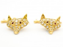 Diamond & Ruby 18ct Gold Fox & Whip Cufflinks