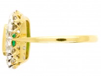 18ct Gold Emerald & Diamond Rectangular Art Deco Ring
