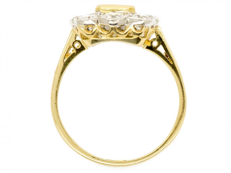 18ct Gold Emerald & Diamond Rectangular Art Deco Ring