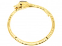 Victorian 15ct Gold & Garnet Hinged Snake Bangle