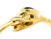 Victorian 15ct Gold & Garnet Hinged Snake Bangle