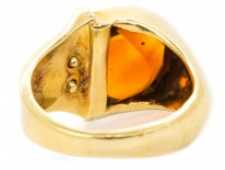 Retro 18ct Gold Citrine & Diamond Cocktail Ring