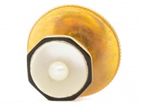 Art Deco 9ct Gold , Black Enamel, Natural Pearl & Mother of Pearl Dress Set in Asprey Case