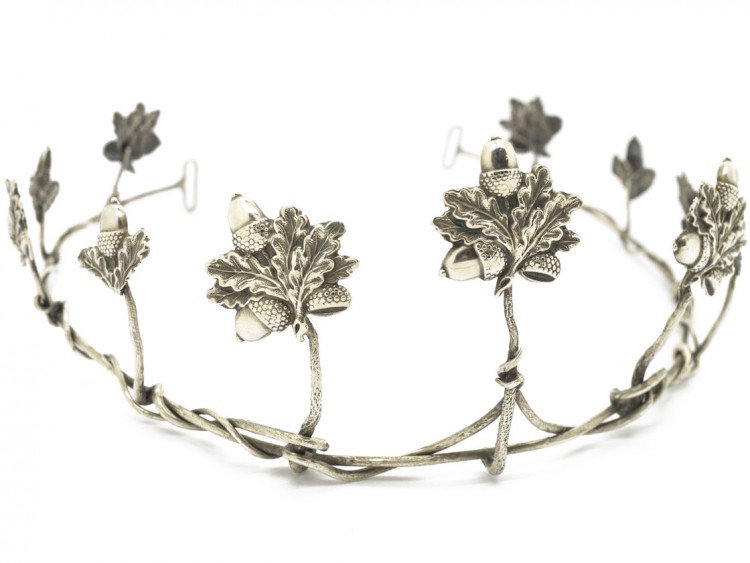 Victorian Silver Acorn & Oak Leaf Tiara