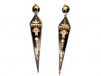 Victorian Tortoiseshell Pique Drop Spear Shaped Earrings
