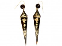 Victorian Tortoiseshell Pique Drop Spear Shaped Earrings