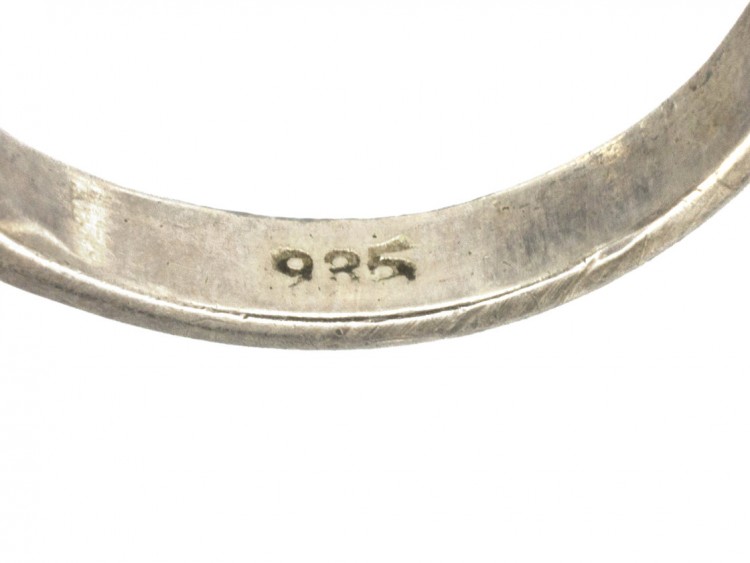 1960s Oval Silver & Coral Ring