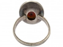 1960s Oval Silver & Coral Ring