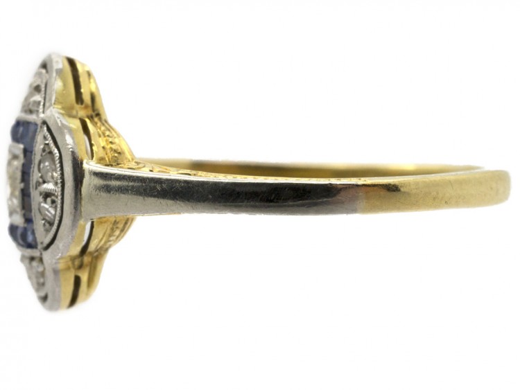 Art Deco Quatrefoil Diamond & Sapphire Ring