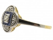 Art Deco Quatrefoil Diamond & Sapphire Ring