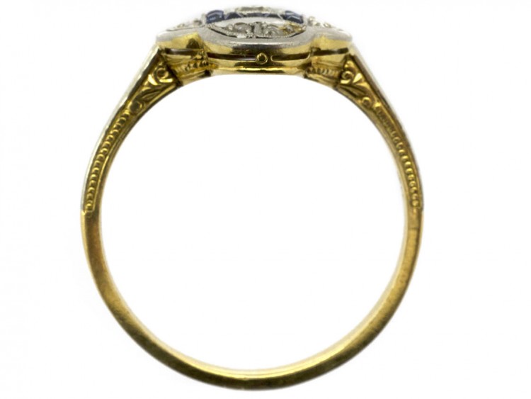Art Deco Quatrefoil Diamond & Sapphire Ring