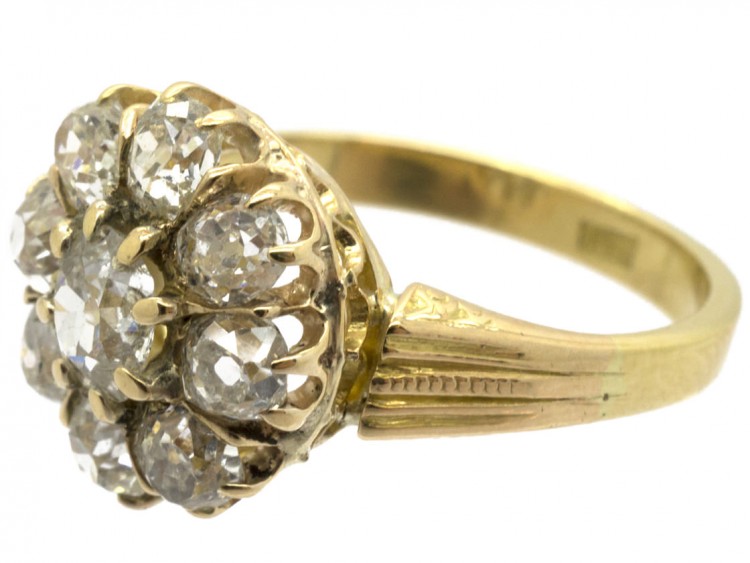 Victorian 18ct Gold Diamond Cluster Ring