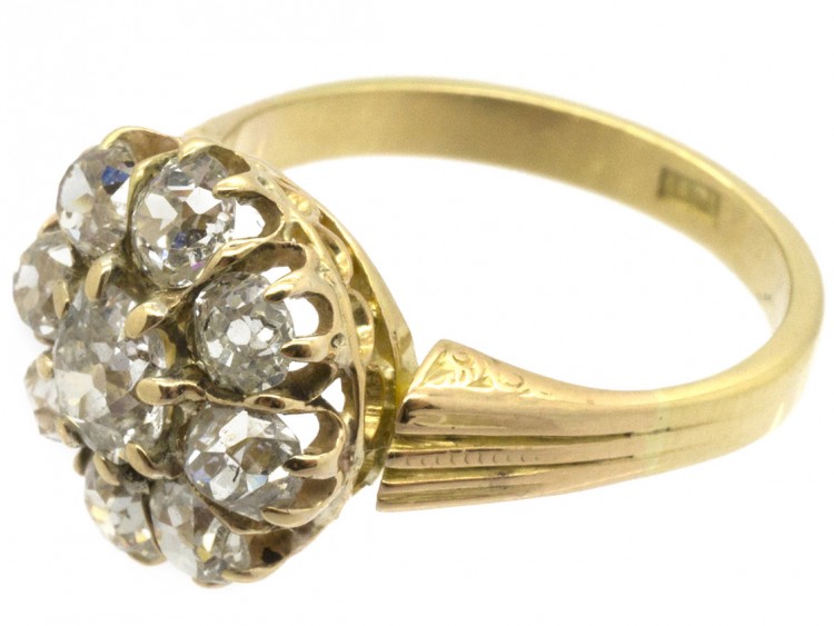 Victorian 18ct Gold Diamond Cluster Ring