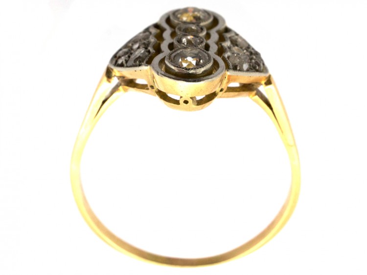 Wavy & Geometric Art Deco Diamond Ring