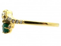 Edwardian 18ct Gold Emerald & Diamond Ring