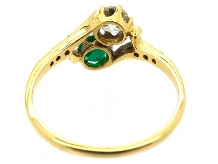 Edwardian 18ct Gold Emerald & Diamond Ring