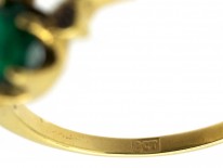 Edwardian 18ct Gold Emerald & Diamond Ring