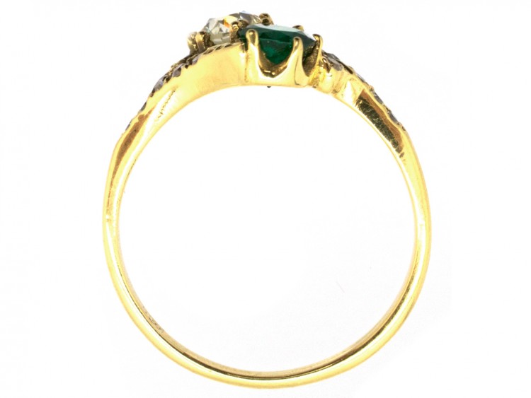 Edwardian 18ct Gold Emerald & Diamond Ring