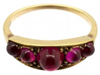 Edwardian Five Stone Cabochon Ruby Ring
