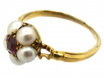 Edwardian 18ct Gold Ring & Natural Pearl Cluster Ring