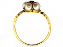 Edwardian 18ct Gold Ring & Natural Pearl Cluster Ring