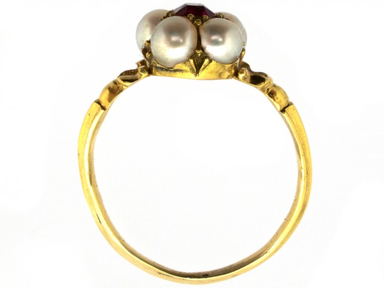 Edwardian 18ct Gold Ring & Natural Pearl Cluster Ring