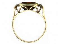 Retro 14ct Gold, Rectangular Madeira Citrine & Diamond Ring