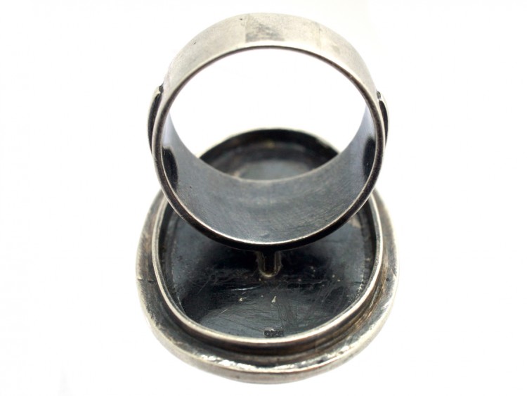 Large Mother of Pearl Oval Silver Ring