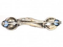 Art Deco Silver, Blue Paste & Marcasite Brooch
