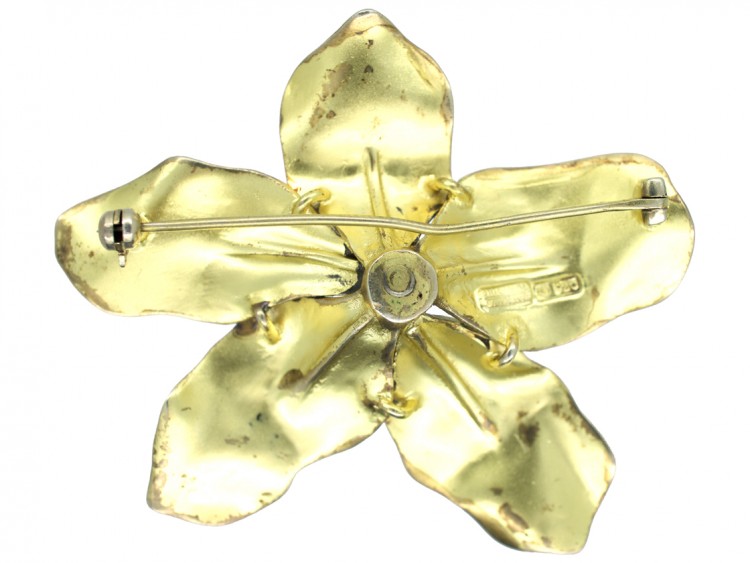 Theodor Farhner Silver Gilt ​& Marcasite Flower Brooch