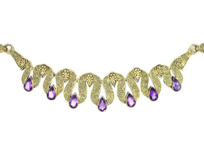 Theodor Farhner Silver Gilt & Amethyst Necklace