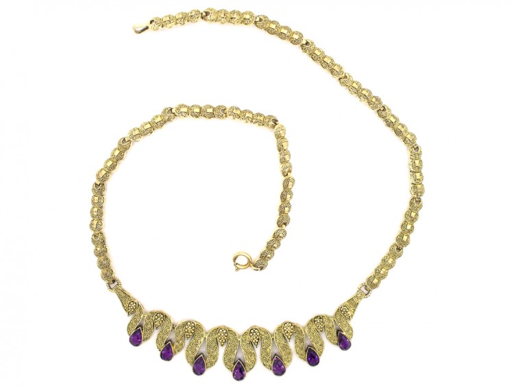 Theodor Farhner Silver Gilt & Amethyst Necklace