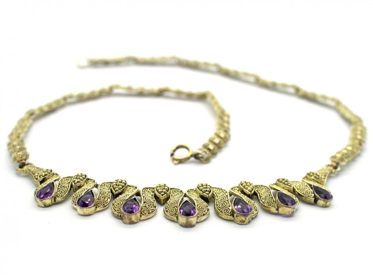 Theodor Farhner Silver Gilt & Amethyst Necklace