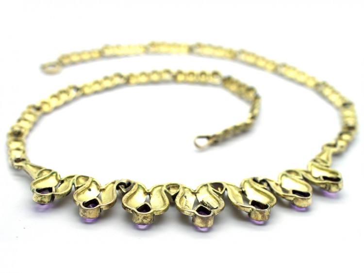 Theodor Farhner Silver Gilt & Amethyst Necklace