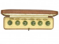 Edwardian Set of Six Nephrite Buttons in Original Case