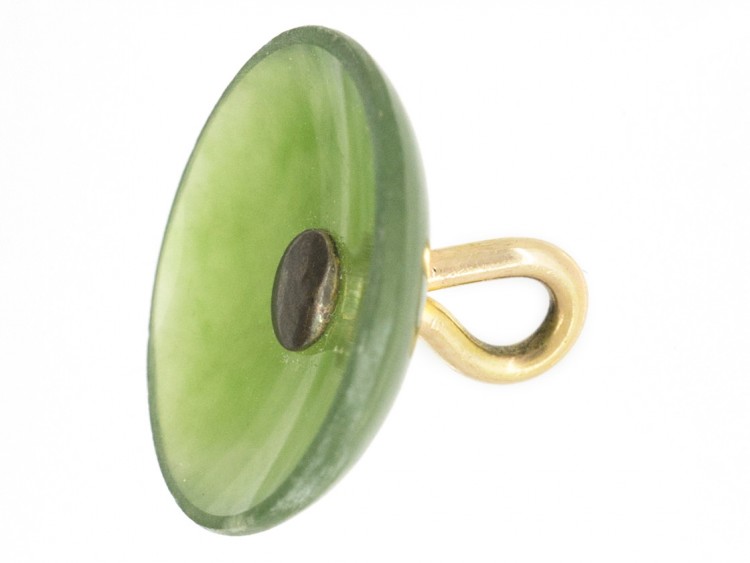 Edwardian Set of Six Nephrite Buttons in Original Case