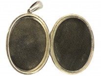Victorian Silver & Gold Overlay Oval Locket with Flowers Motif