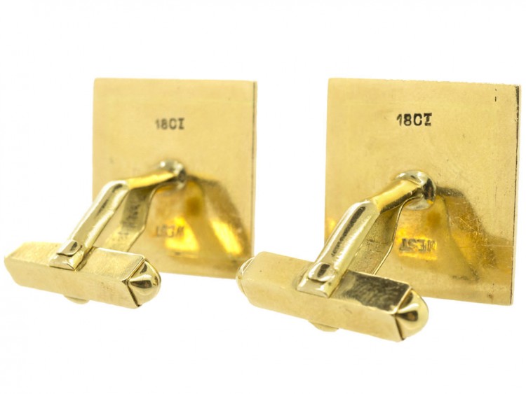 18ct Gold Connemara Marble & Onyx Chequerboard Cufflinks by West of Dublin