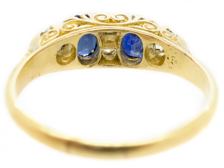 Victorian 18ct Gold Two Stone Sapphire & Diamond Ring