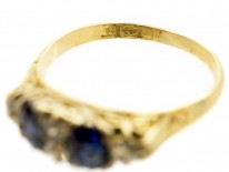 Victorian 18ct Gold Two Stone Sapphire & Diamond Ring