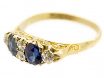 Victorian 18ct Gold Two Stone Sapphire & Diamond Ring