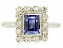 Art Deco Rectangular Sapphire & Diamond Ring