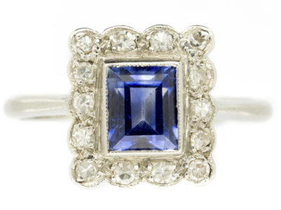 Art Deco Rectangular Sapphire & Diamond Ring